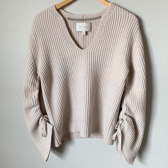 Brochu Walker Oat Cinched Sleeve Knit Sweater - Picture 1 of 11